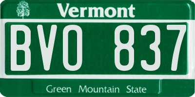 VT license plate BVO837