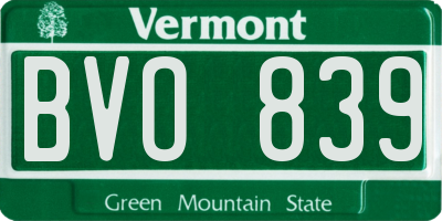 VT license plate BVO839