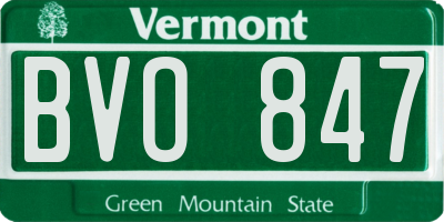VT license plate BVO847