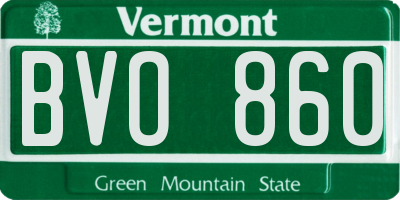 VT license plate BVO860