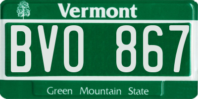 VT license plate BVO867