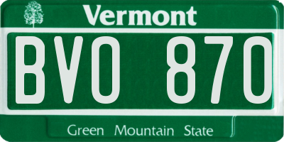 VT license plate BVO870