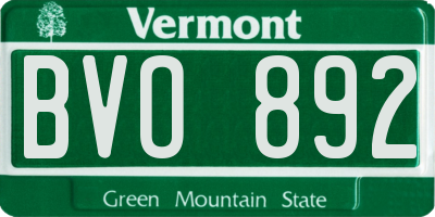 VT license plate BVO892