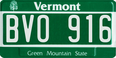 VT license plate BVO916
