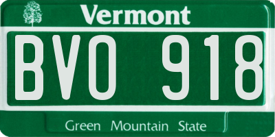 VT license plate BVO918