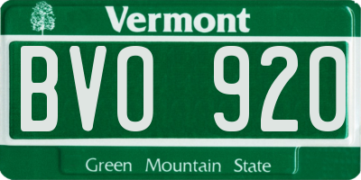 VT license plate BVO920
