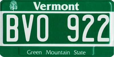 VT license plate BVO922