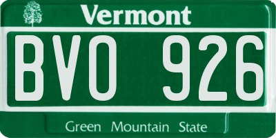 VT license plate BVO926