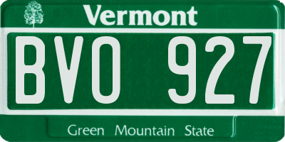 VT license plate BVO927