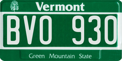 VT license plate BVO930