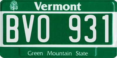 VT license plate BVO931
