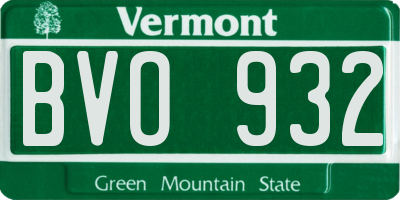 VT license plate BVO932