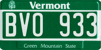 VT license plate BVO933