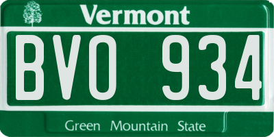 VT license plate BVO934