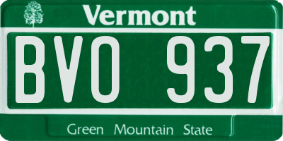 VT license plate BVO937