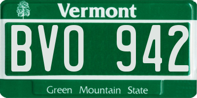 VT license plate BVO942