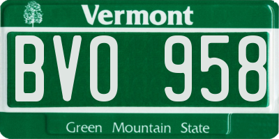 VT license plate BVO958