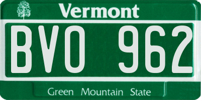 VT license plate BVO962