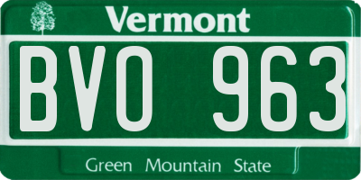 VT license plate BVO963