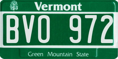 VT license plate BVO972