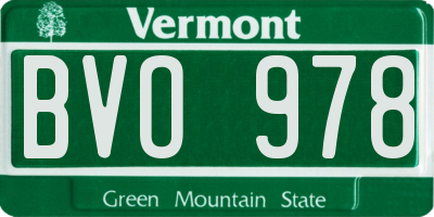 VT license plate BVO978