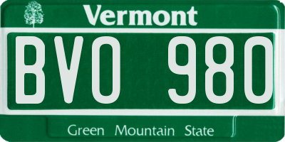 VT license plate BVO980