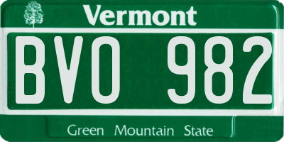 VT license plate BVO982
