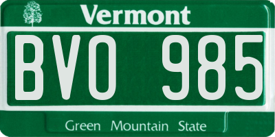 VT license plate BVO985