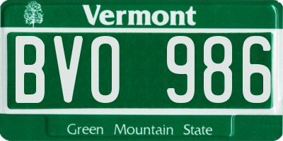 VT license plate BVO986