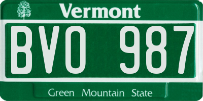 VT license plate BVO987