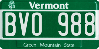 VT license plate BVO988