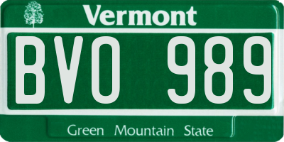 VT license plate BVO989