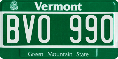 VT license plate BVO990