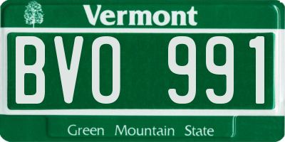 VT license plate BVO991