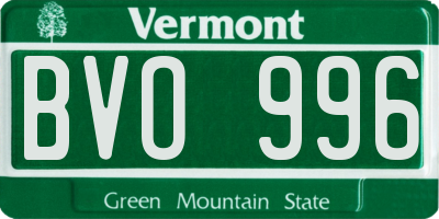 VT license plate BVO996