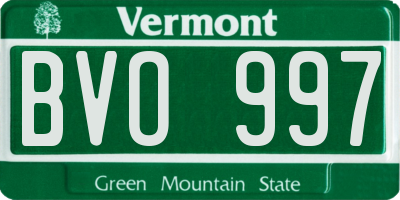 VT license plate BVO997