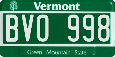 VT license plate BVO998