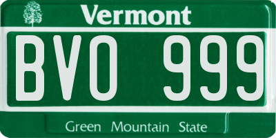 VT license plate BVO999