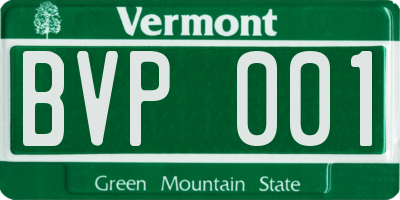 VT license plate BVP001