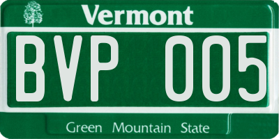 VT license plate BVP005