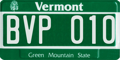VT license plate BVP010