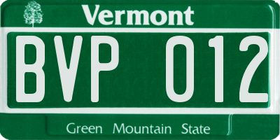 VT license plate BVP012