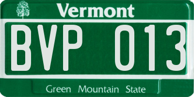 VT license plate BVP013