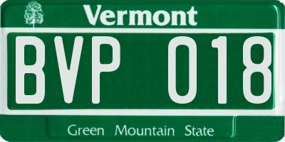 VT license plate BVP018