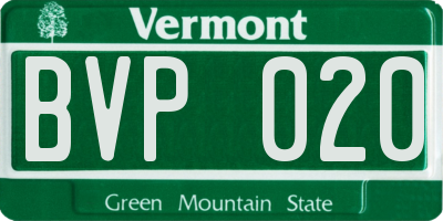 VT license plate BVP020