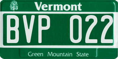 VT license plate BVP022