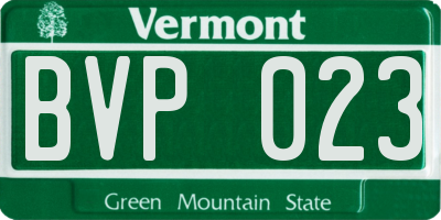 VT license plate BVP023