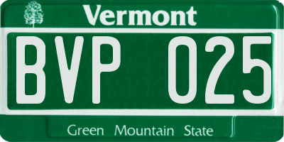 VT license plate BVP025