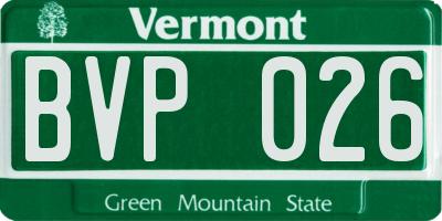 VT license plate BVP026
