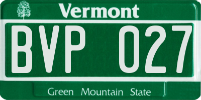 VT license plate BVP027